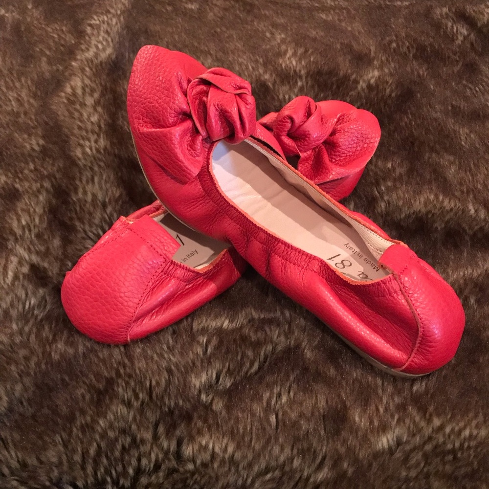 Red Italian leather flats